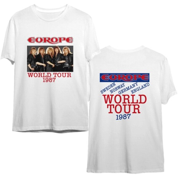 Europe The Final Countdown 1987 Rock Band World Tour Fan Gift 2 Sided T-Shirt 90 - Picture 1 of 6